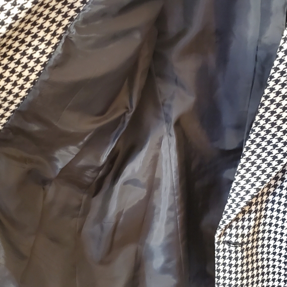 Medium Vintage 90's Black & Off-White Houndstooth Double Breasted Jacket Blazer - Picture 6 of 9